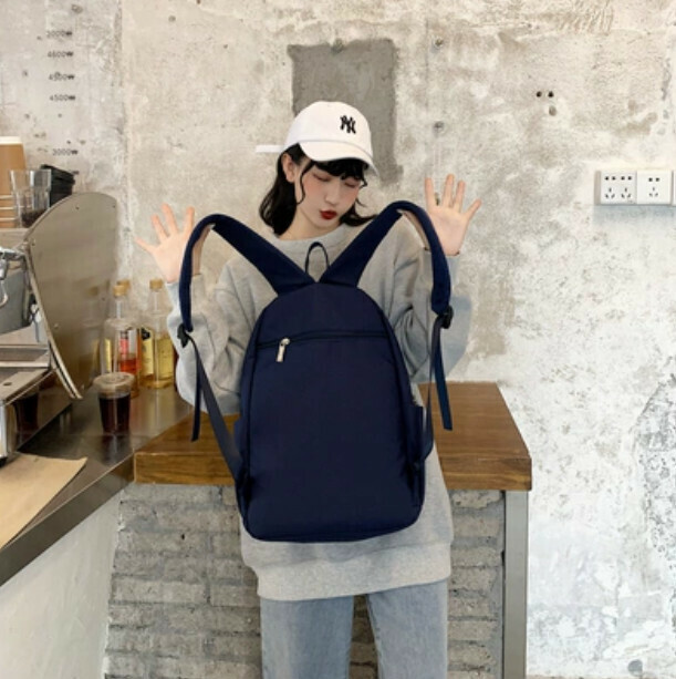 New niche Korean high school backpack (blue (small size) can hold 14-inch computer)