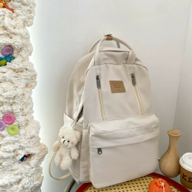 New style backpack for women (white with blush bear pendant)