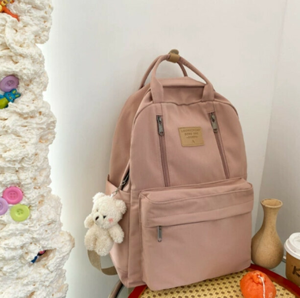 New style backpack for women (pink with blush bear pendant)
