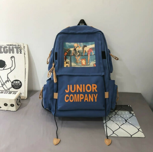 New large-capacity trendy backpack for high school students (blue without accessories)