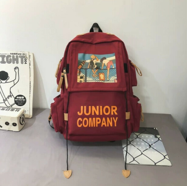 New large-capacity trendy backpack for high school students (red without pendants)