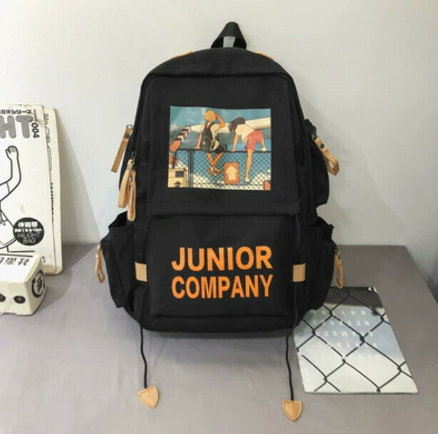 New large-capacity trendy backpack for high school students (black without pendants)
