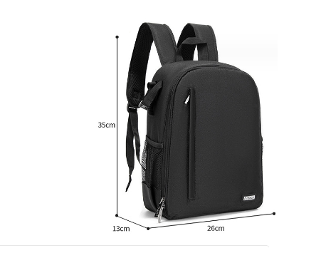 New solid color nylon camera bag (CN small black (1 camera, 6 lenses + 14-inch notebook))