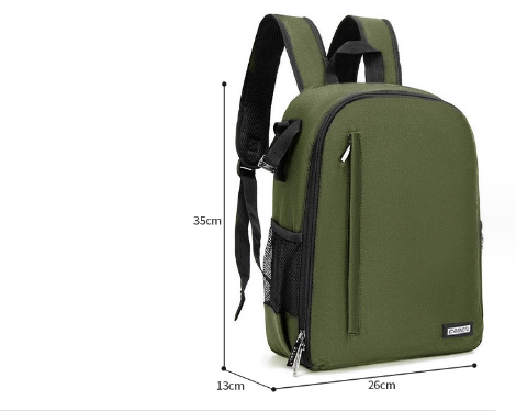 New solid color nylon camera bag (CN small military green (1 camera, 6 lenses + 14-inch notebook))
