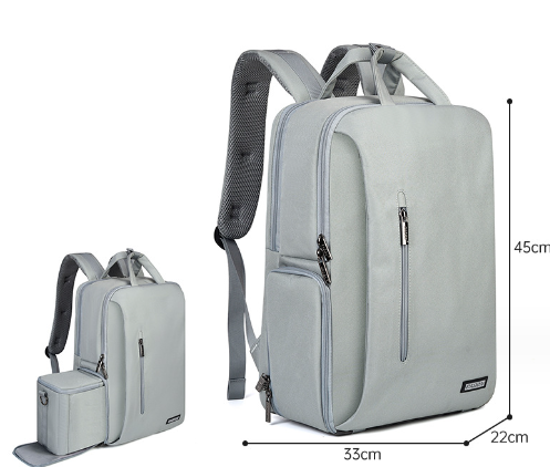 New digital portable camera bag (CN3.0 light gray (1 camera and 2 mirrors + upper and lower compartments + side access + independent computer compartment + USB interface) + rain cover)