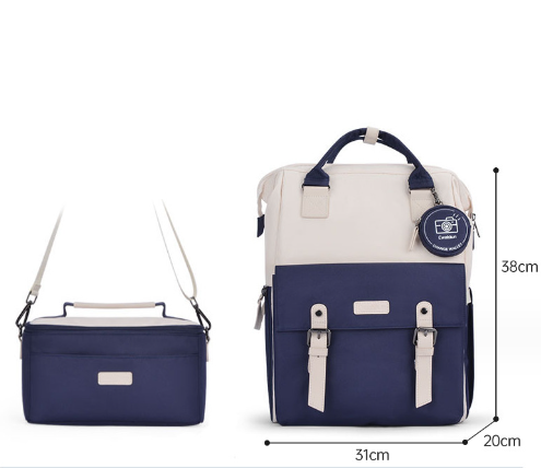 New color matching camera backpack (small blue size (1 camera, 2 lenses + 14-inch computer + upper and lower compartments + independent compartment + side access))