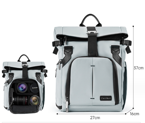 New shoulder photography bag (CW silver gray small size (1 camera 4 lenses + 14-inch computer + 1 bag 3 uses + side opening quick access + waterproof fabric))