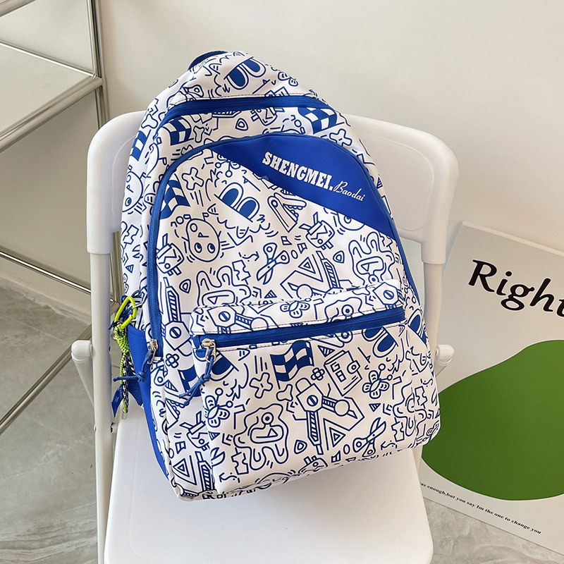 New large capacity travel outdoor backpack school bag backpack (blue [with drawstring pendant])
