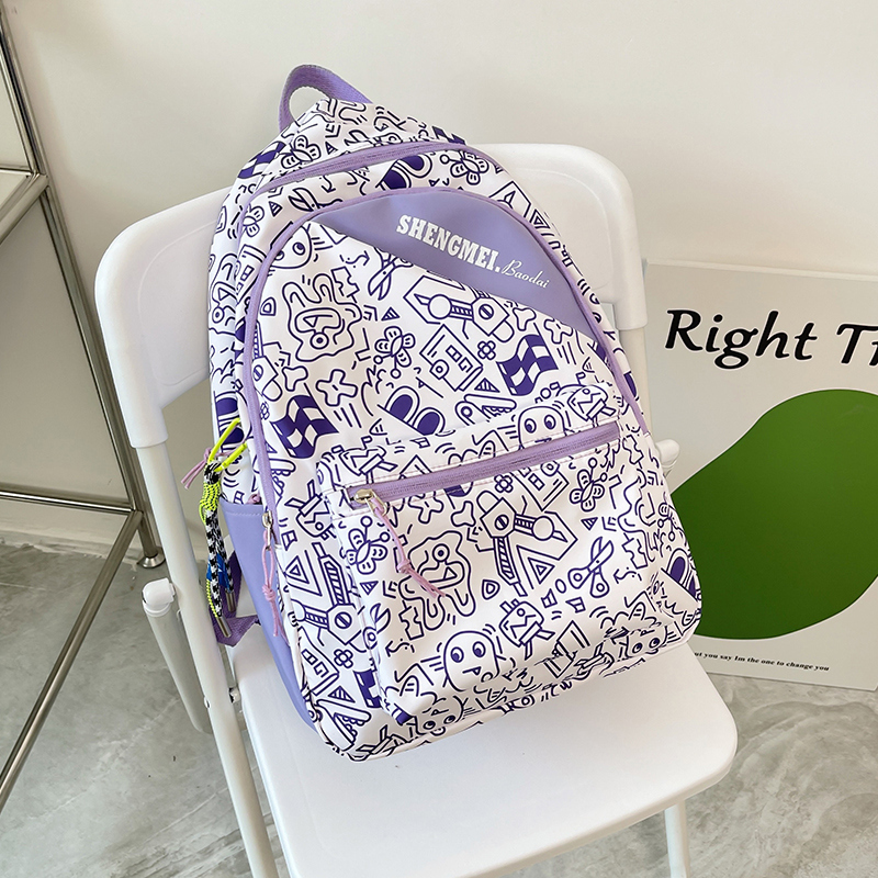 New large-capacity travel outdoor backpack school bag backpack (purple [with drawstring pendant])