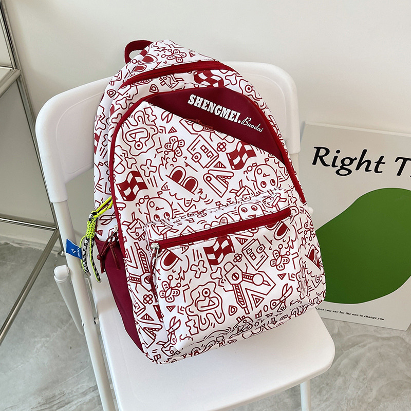 New large capacity travel outdoor backpack school bag backpack (red [with drawstring pendant])