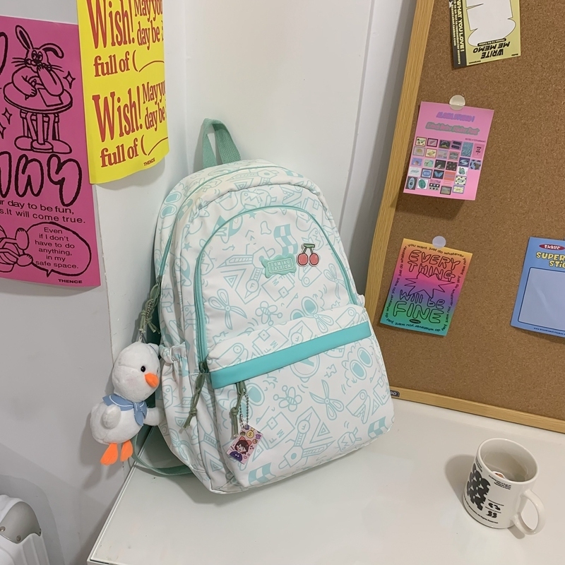 New large-capacity travel outdoor backpack school bag backpack (green [with sailor duck pendant])