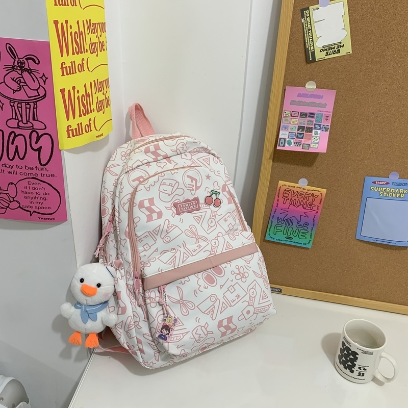 New large-capacity travel outdoor backpack school bag backpack (pink [with sailor duck pendant])