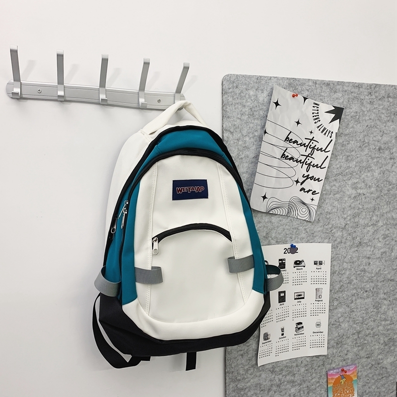 New large capacity travel outdoor backpack school bag backpack (white with green)