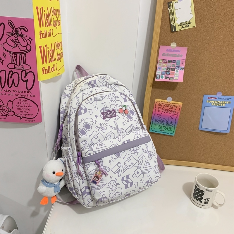 New large-capacity travel outdoor backpack school bag backpack (purple [with sailor duck pendant])