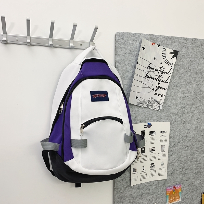 New large capacity travel outdoor backpack school bag backpack (white with purple)