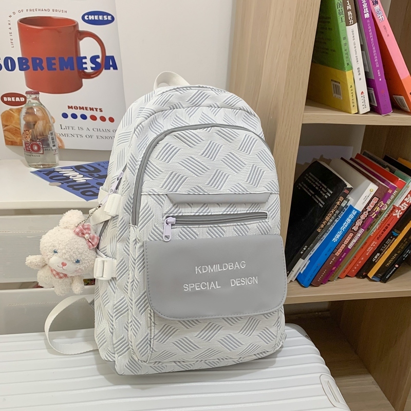 New large-capacity travel outdoor backpack school bag backpack (grey [with blue-eyed rabbit pendant])