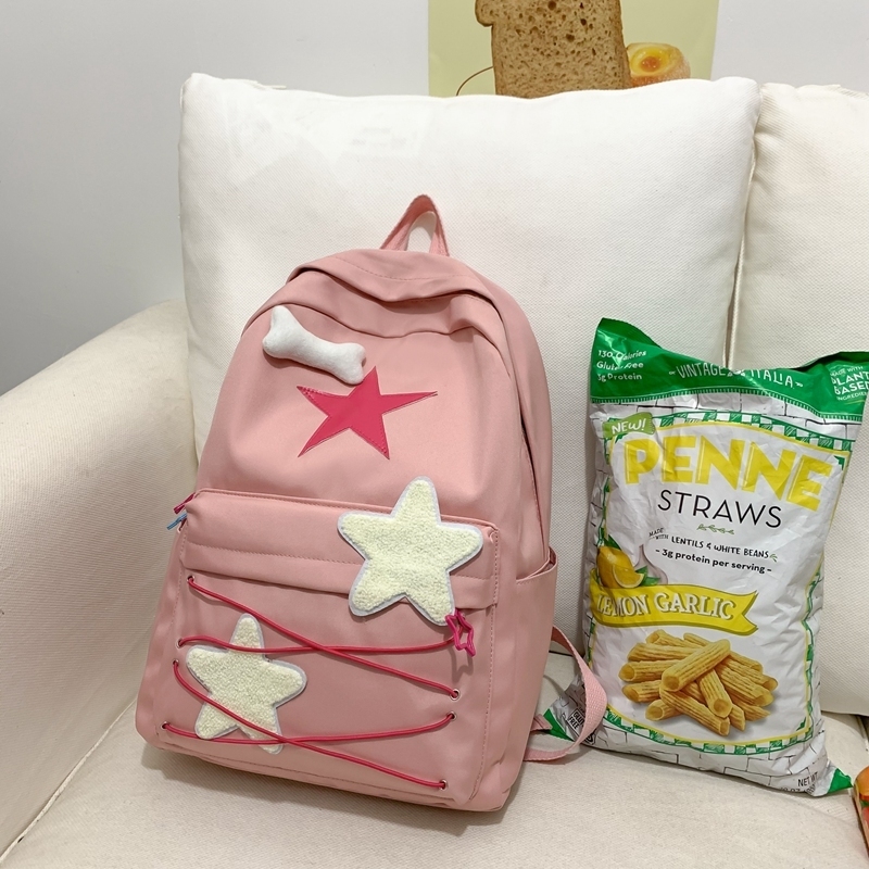 New large-capacity travel outdoor backpack school bag backpack (pink [comes with bone brooch pendant])
