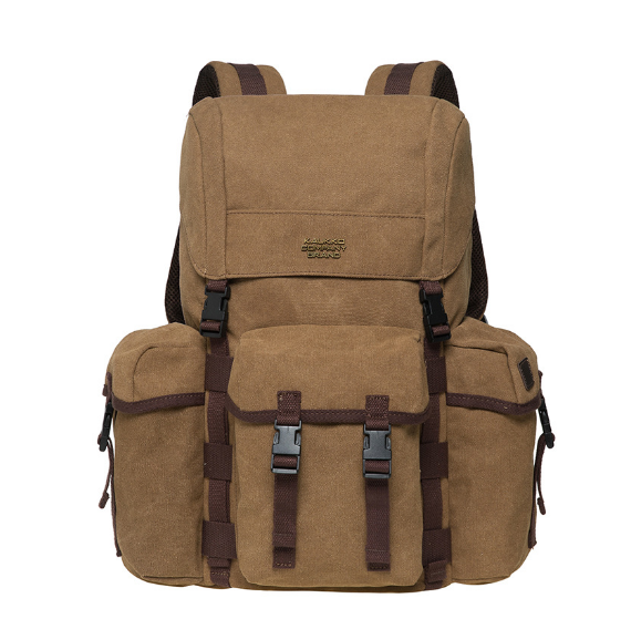 New multifunctional large-capacity backpack for men and women, canvas outdoor activity backpack [khaki color]