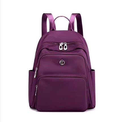 New Women's Backpack Korean Oxford Cloth Backpack Large Capacity Canvas Bag Travel Bag [Purple]