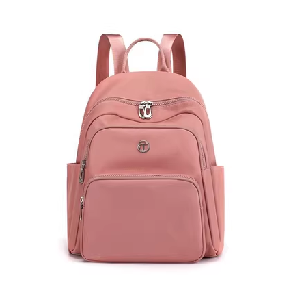 New Women's Backpack Korean Oxford Cloth Backpack Large Capacity Canvas Bag Travel Bag [Pink]