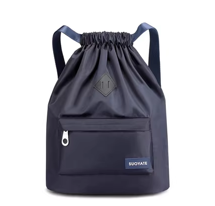 New Oxford Cloth Drawstring Pocket Backpack for Women Lightweight Nylon Sports Travel Large Capacity Travel Bag [Dark Blue]