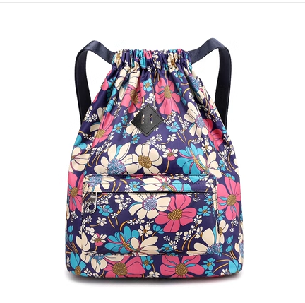 New Oxford Cloth Drawstring Pocket Backpack for Women Lightweight Nylon Sports Travel Large Capacity Travel Bag [Big Orchid]