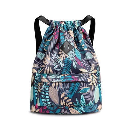 New Oxford Cloth Drawstring Pocket Backpack for Women Lightweight Nylon Sports Travel Large Capacity Travel Bag [Banana Leaf]