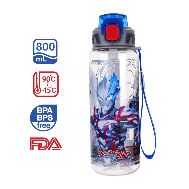 Ultraman 800ml BPA & BPS Free 膠水樽連可拆式飲管及手繩  U8-8332-1
