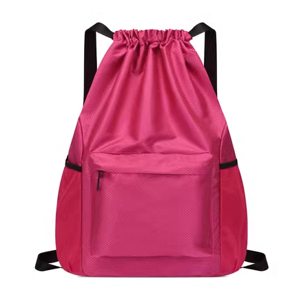 Hot Selling Oxford Cloth Large Capacity Drawstring Backpack for Women Drawstring Pocket Gym Bag Sports Travel Bag [Rose Red Small]