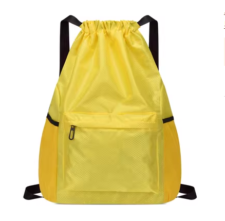 Hot Selling Oxford Cloth Large Capacity Drawstring Backpack for Women Drawstring Pocket Gym Bag Sports Travel Bag [Yellow Small]
