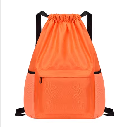 Hot Selling Oxford Cloth Large Capacity Drawstring Backpack for Women Drawstring Pocket Gym Bag Sports Travel Bag [Orange Small]