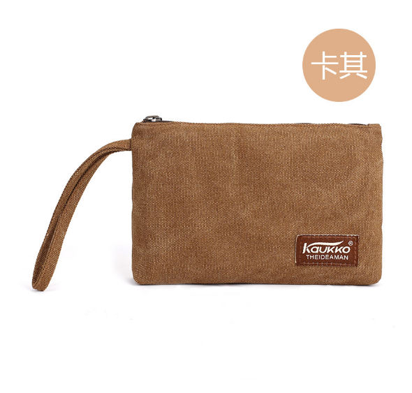 Hot selling canvas wallet, mobile phone bag, key bag for men and women [khaki color]