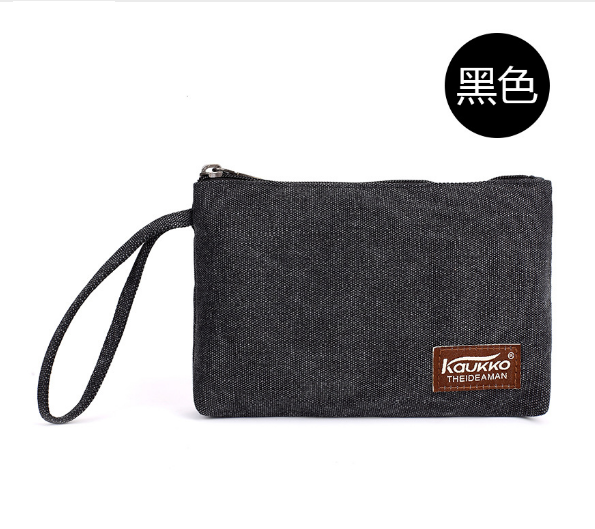 Hot selling canvas wallet, mobile phone bag, key bag for men and women [black]