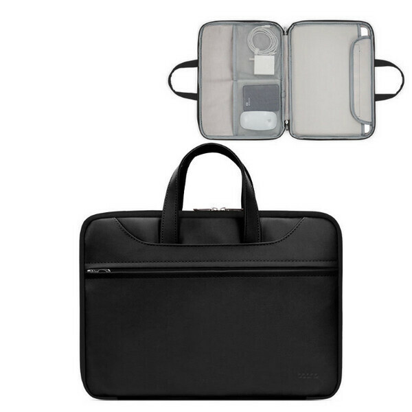 Hot sale [Special offer] Fully opening and closing PU leather laptop bag, briefcase, travel bag (black 16/17 inches)