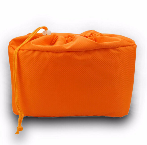 Hot selling portable foldable design drawstring waterproof camera bag (orange)