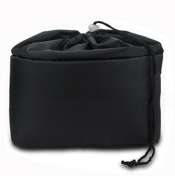 Hot selling portable foldable design drawstring waterproof camera bag (black)