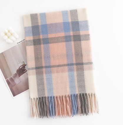 熱賣時尚通勤仿羊絨圍巾(規格：粉藍色（尺寸：70*180cm）)