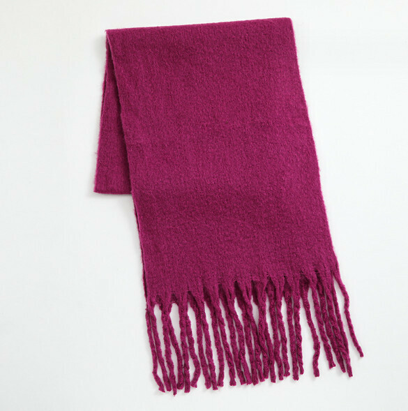 爆款保暖加厚仿羊絨圍巾（梅紅色）（尺寸：250*36cm）