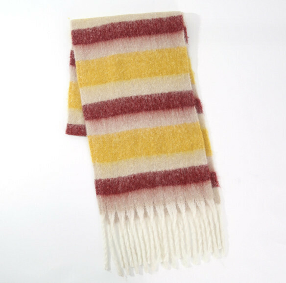 爆款保暖加厚仿羊絨圍巾（白黃紅）（尺寸：250*36cm）