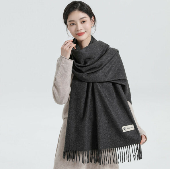 爆款純色百搭羊絨圍巾（碳灰色）（尺寸：200*70cm）