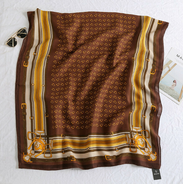 Popular printed cotton and linen scarf (C-brown) (size: 180*90cm)