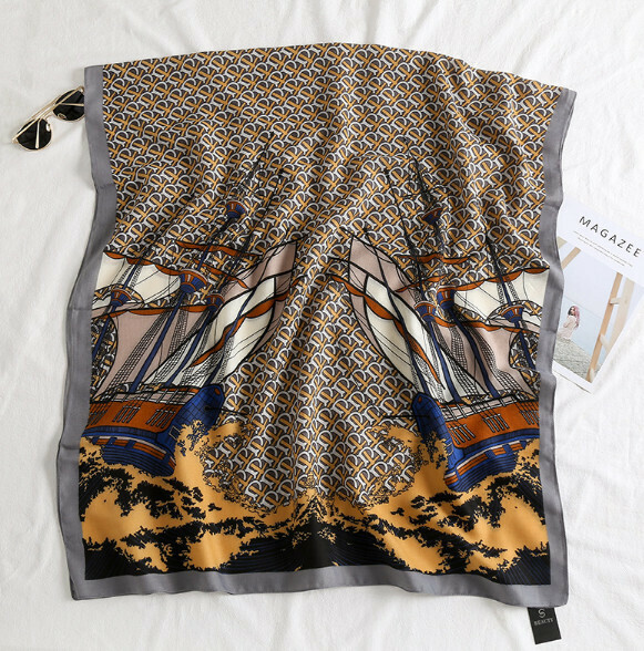 Popular printed cotton and linen scarf (G-grey) (size: 180*90cm)