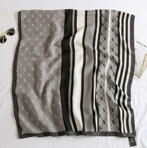 Popular printed cotton and linen scarf (E-grey) (size: 180*90cm)