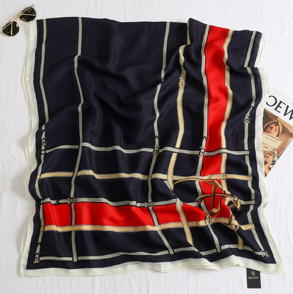 Popular versatile cotton and linen scarf (buckle-black) (size: 180*85cm)