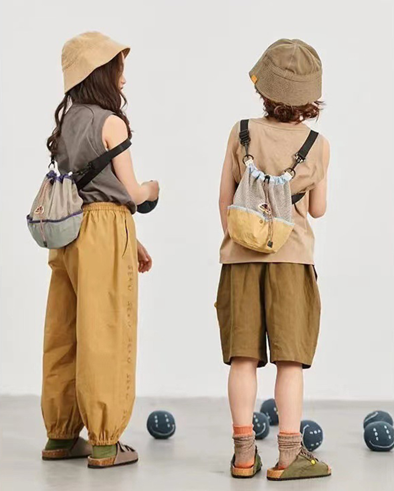 兒童女孩 戶外便攜麻線帆布包隨身包