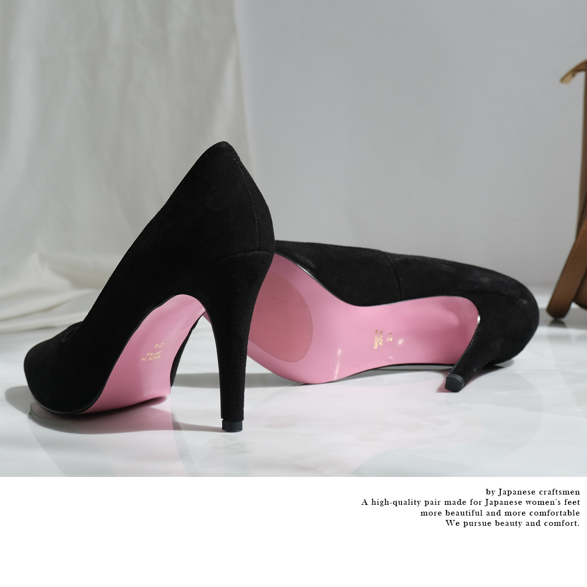 Point nine日本製真皮女用低調粉色鞋底尖頭高跟鞋9公分