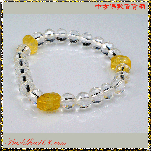 金葉黃晶&水晶8mm手珠【十方】120042