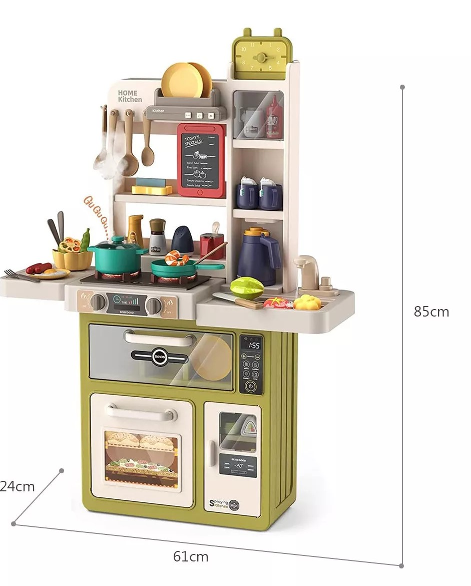 燈光音樂電動噴霧出水廚房套裝 (綠) (55PCS)