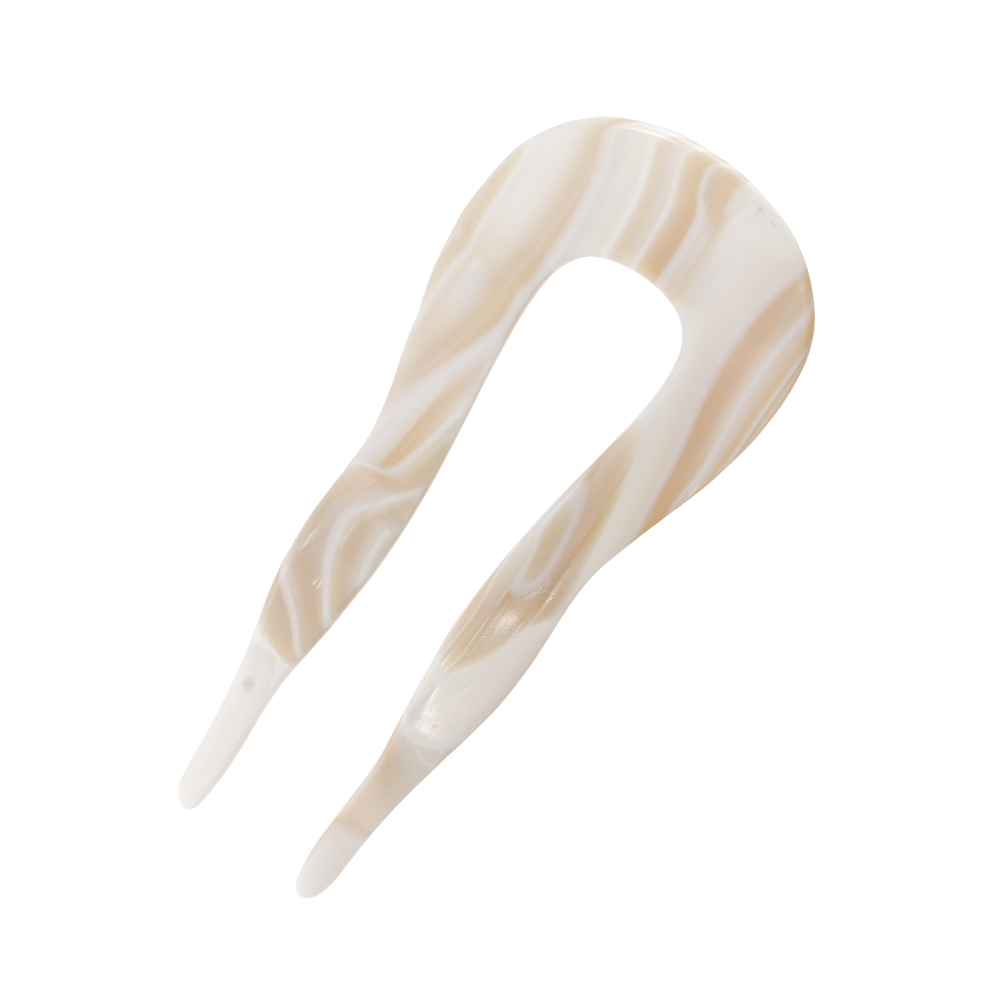 FRANCE LUXE 馬蹄型醋酸纖維長髮簪〈珍珠白〉