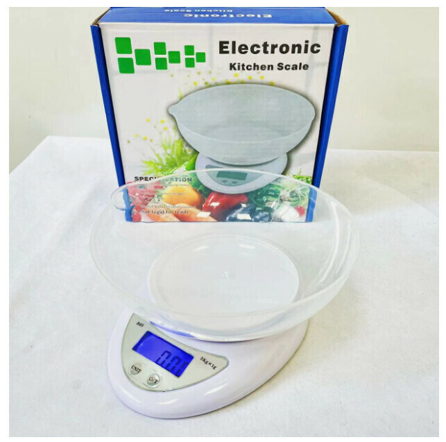 熱賣電子克稱食物烘焙電子秤【（白色 5kg 長163mm*寬125mm*高33mm（帶碗尺寸）】